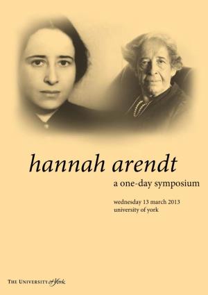 Hannah Arendt Symposium Programme