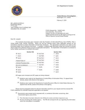 Buzzfeed FOIA Release of Mueller Report FBI 302 Reports