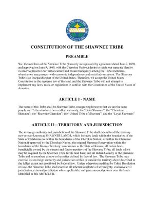Constitution of the Shawnee Tribe