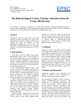 The Boltysh Impact Crater, Ukraine: Smectites from the Crater-Fill Suevites