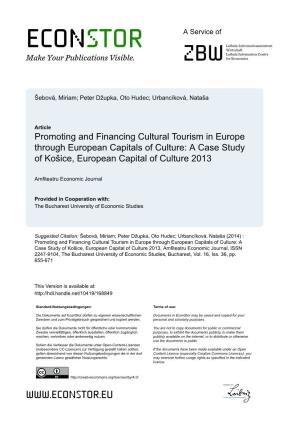 Promoting and Financing Cultural Tourism in Europe Through European Capitals of Culture: a Case Study of Košice, European Capital of Culture 2013