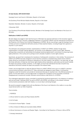 Ratification of UNCAT and ICPPED