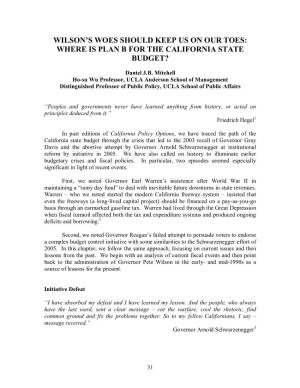 Where Is Plan B for the California State Budget?