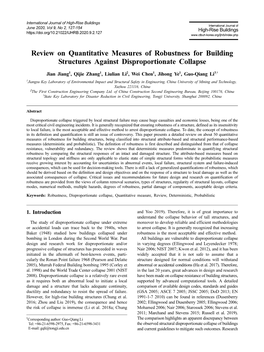 Review on Quantitative Measures of Robustness for Building Structures Against Disproportionate Collapse