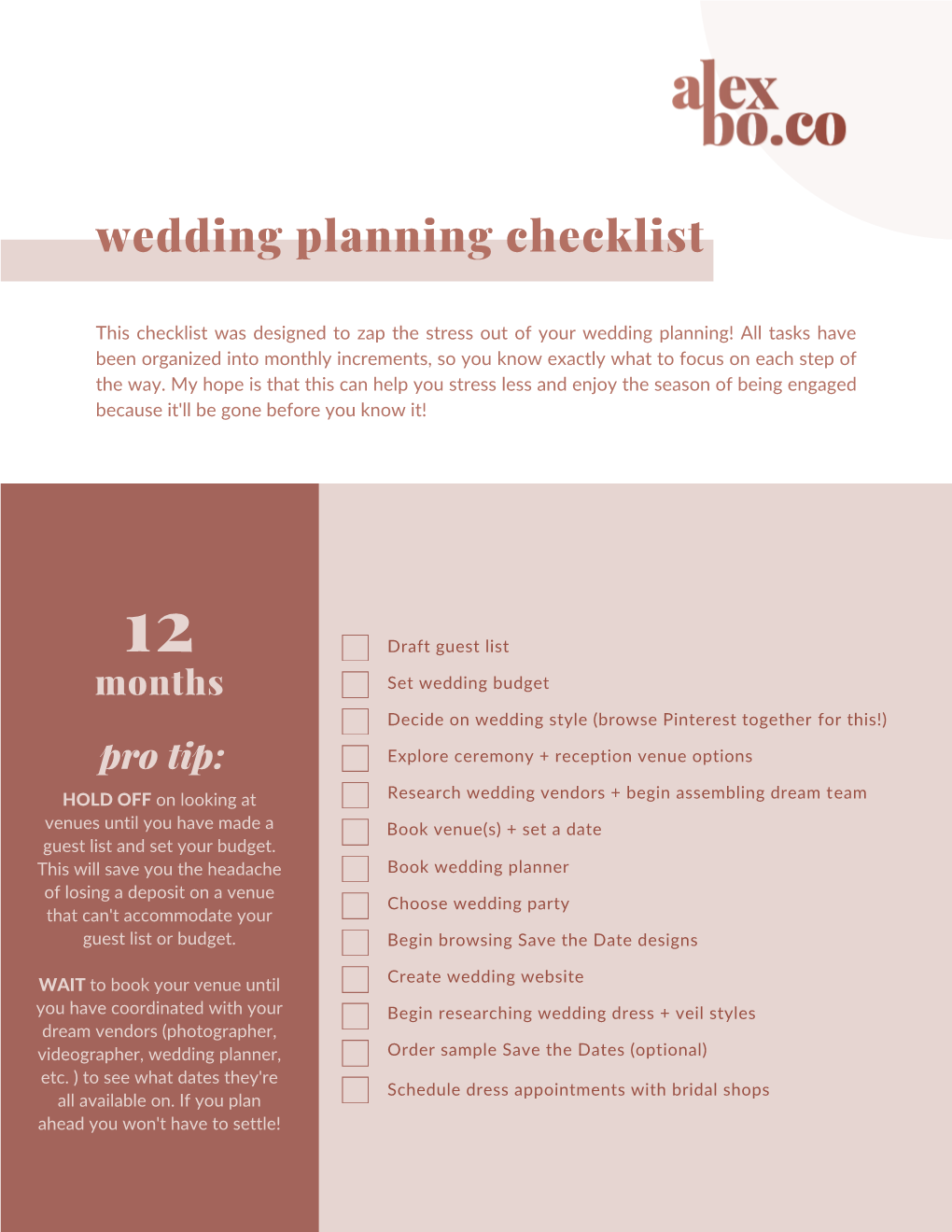 Wedding Planning Checklist