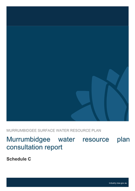 Schedule C: Murrumbidgee Water Resource Plan Consultation Report