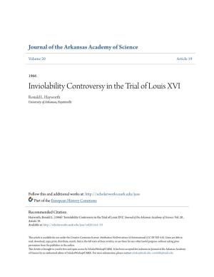 Inviolability Controversy in the Trial of Louis XVI Ronald L