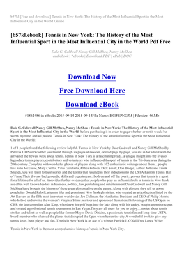 [B57kl.Ebook] Tennis in New York: the History of the Most Influential Sport in the Most Influential City in the World Pdf Free