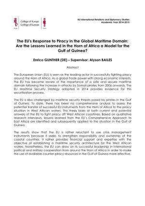 The EU's Response to Piracy in the Global Maritime Domain: Are the Lessons Learned in the Horn of Africa a Model for the Gulf of Guinea?