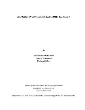 Notes on Macroeconomic Theory