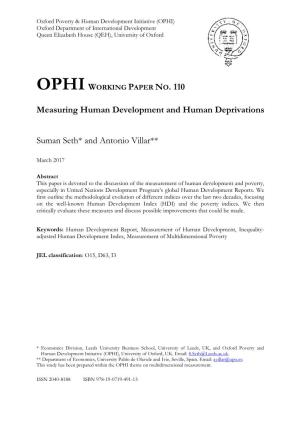 Measuring Human Development and Human Deprivations Suman