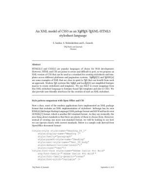 An XML Model of CSS3 As an XƎL ATEX-TEXML-HTML5 Stylesheet