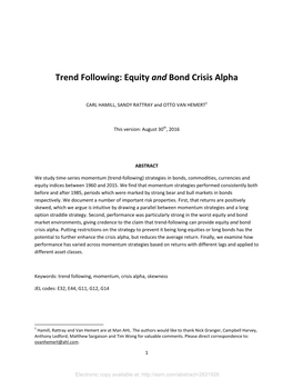 Trend Following: Equity and Bond Crisis Alpha