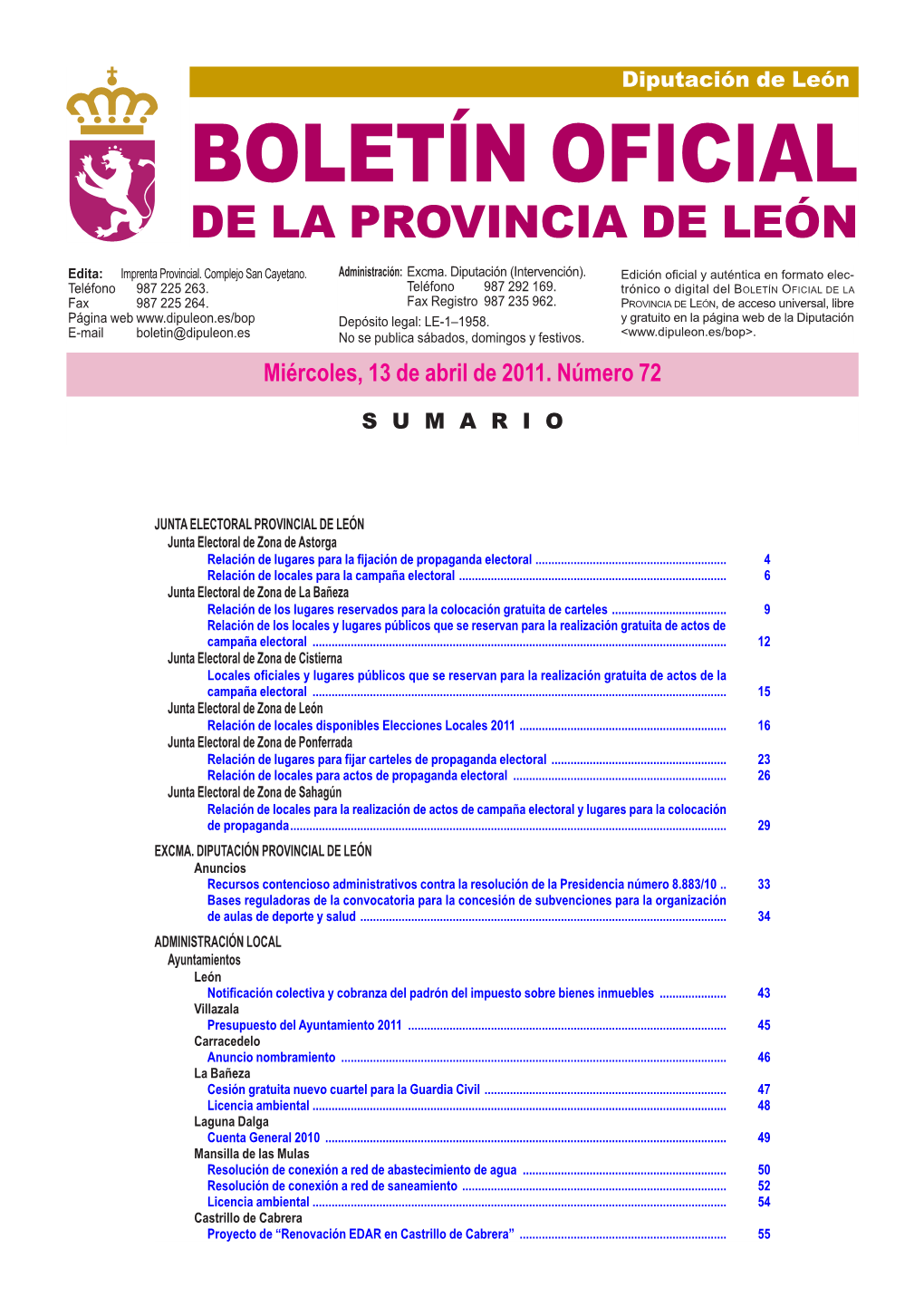 Boletín Oficial De La Provincia De León