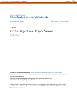 Election Boycotts and Regime Survival Ian Oliver Smith