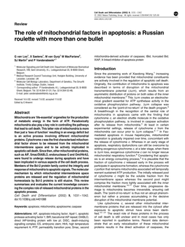The Role of Mitochondrial Factors in Apoptosis: a Russian Roulette with More Than One Bullet