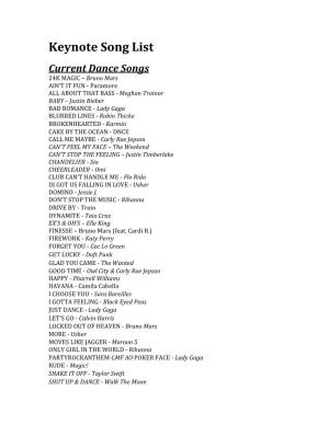 Keynote Song List