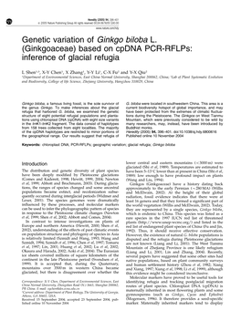Genetic Variation of Ginkgo Biloba L. (Ginkgoaceae) Based on Cpdna PCR-Rflps: Inference of Glacial Refugia