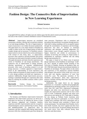 Fashion Design: the Connective Role of Improvisation in New Learning Experiences