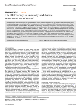 The BET Family in Immunity and Disease