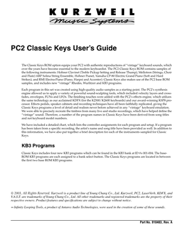 PC2 Classic Keys User's Guide