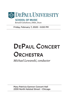 Depaul Concert Orchestra Michael Lewanski, Conductor