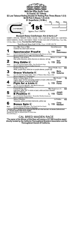Cal Bred Maiden Race