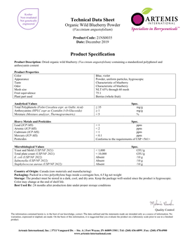 Technical Data Sheet Product Specification