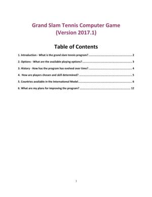 Grand Slam Tennis Computer Game (Version 2017.1)