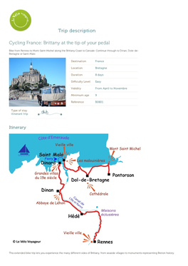 Trip Description Cycling France