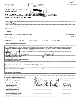 National Register of Historic Places and Meets the Procj Dural and Professional Rec Uirements Set Forth in 36 CFR Part 60