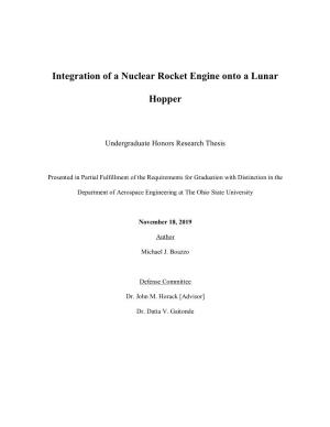 Integration of a Nuclear Rocket Engine Onto a Lunar Hopper