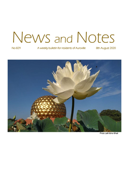 No 829 a Weekly Bulletin for Residents of Auroville 8Th August 2020