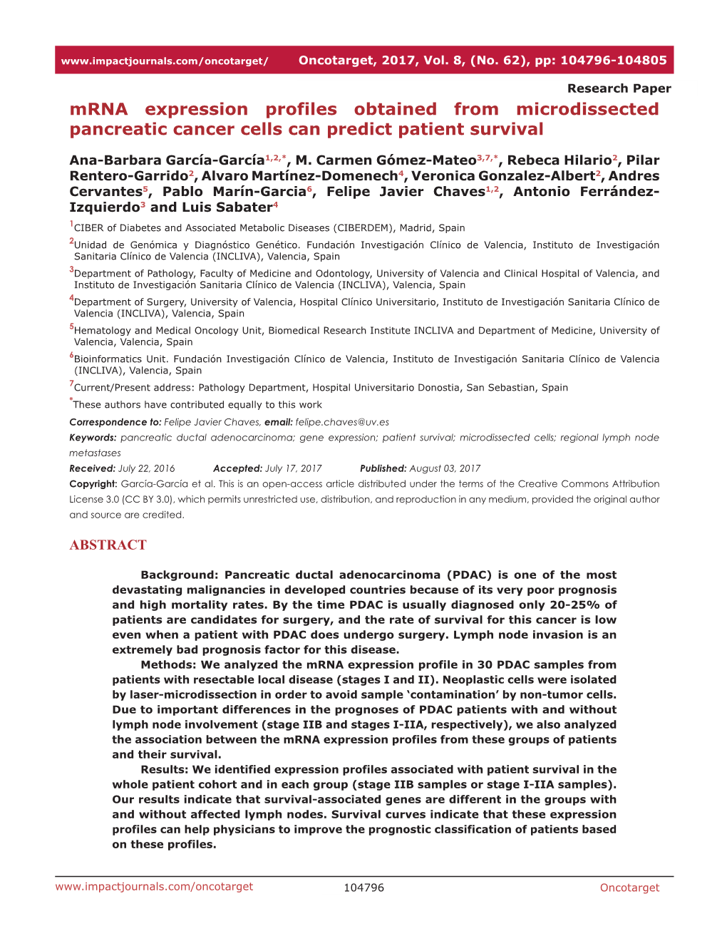 Mrna Expression Profiles Obtained from Microdissected Pancreatic Cancer Cells Can Predict Patient Survival