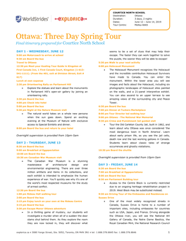 Ottawa Duration: 3 Days, 2 Nights Dates: June 12 – June 14, 2019 Tour Centre: Molloy-6665