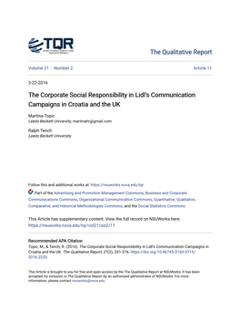 The Corporate Social Responsibility in Lidl's Communication Campaigns in Croatia and the UK
