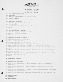 Documents from the April 18, 2007 Meeting of the Associated Students