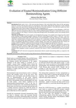 Evaluation of Enamel Remineralisation Using Different Remineralising Agents