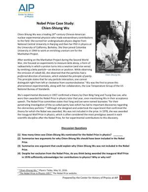 Nobel Prize Case Study: Chien-Shiung Wu