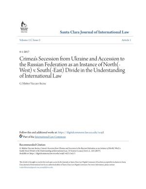 Crimea's Secession from Ukraine and Accession to the Russian Federation As an Instance of North(- West) V