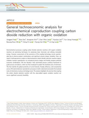 General Technoeconomic Analysis for Electrochemical Coproduction Coupling Carbon Dioxide Reduction with Organic Oxidation