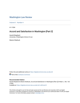 Accord and Satisfaction in Washington [Part 2]