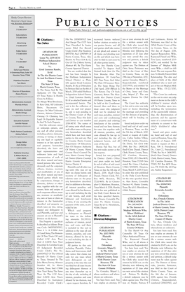 Public Notices 713.869.5434 Submit Public Notices by E-Mail: Publicnotices@Dailycourtreview.Com Or Call 713.869.5434