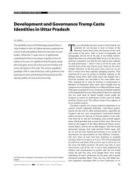Development and Governance Trump Caste Identities in Uttar Pradesh