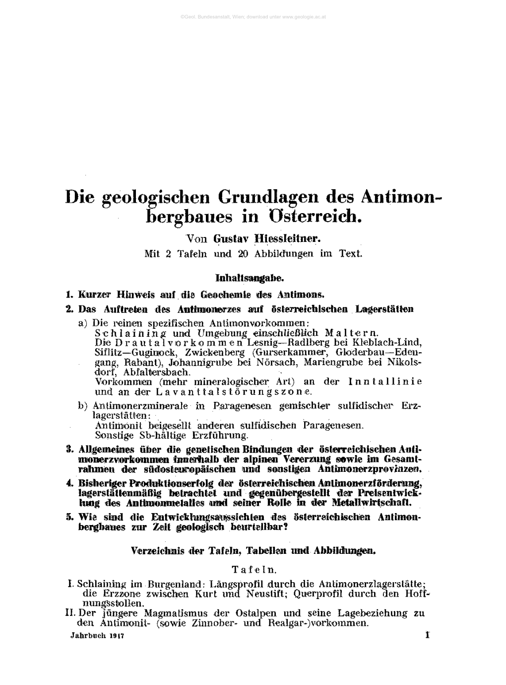 Die Geologischen Grundlagen Des Antimon- Bergbaues in Österreich