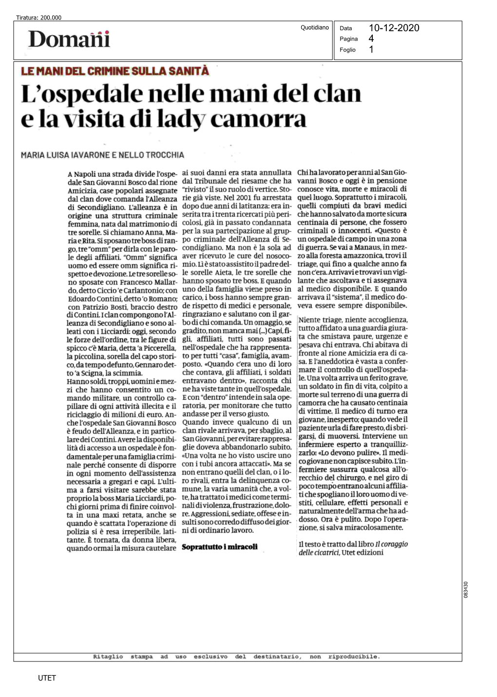 L'ospedale Nelle Mani Del Clan E La Visita Di Lady Camorra Di