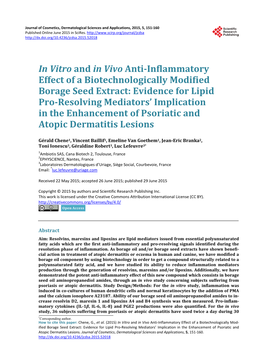 In Vitro and in Vivo Anti-Inflammatory Effect of a Biotechnologically