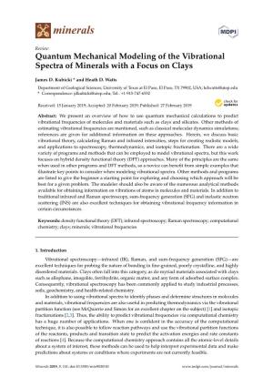 Quantum Mechanical Modeling of the Vibrational Spectra of Minerals with a Focus on Clays