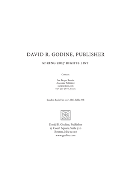 DAVID R. GODINE, PUBLISHER Spring 2017 Rights List