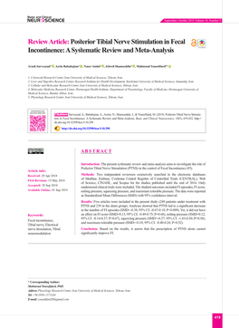 Review Article:Posterior Tibial Nerve Stimulation in Fecal Incontinence